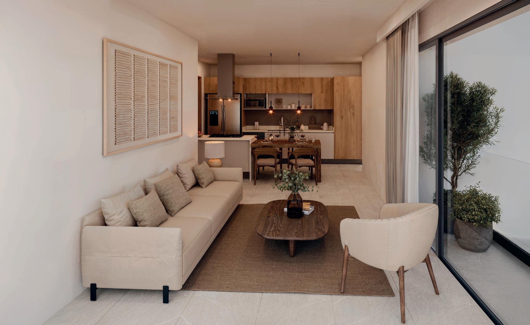 Interior de residencia Montevideo con sala, comedor y cocina