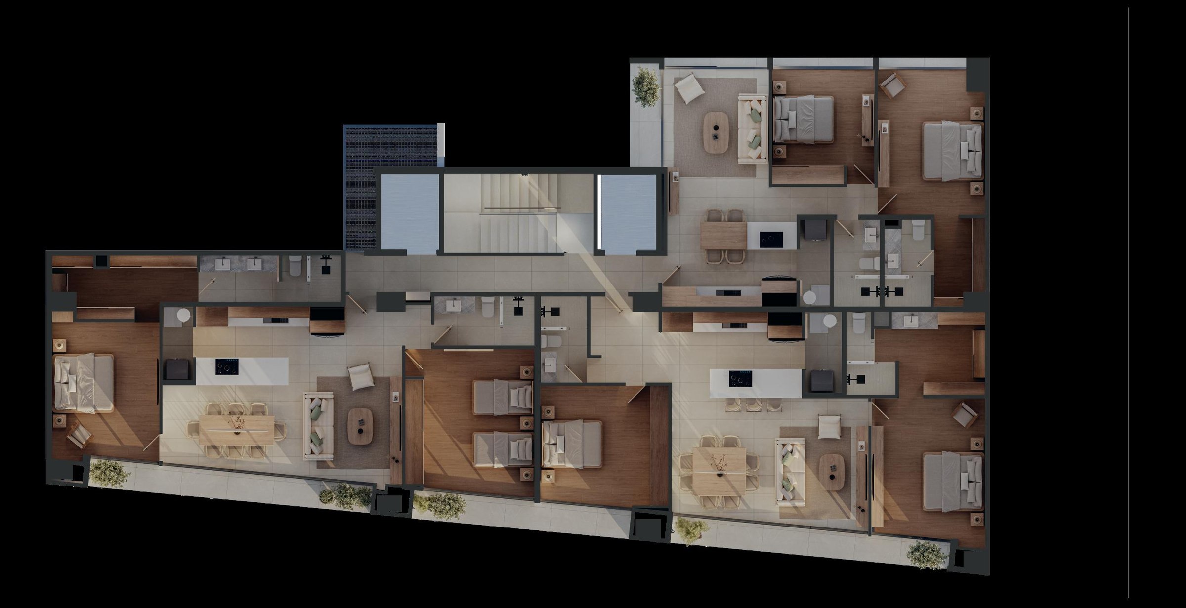Planta arquitectónica de los niveles 14 al 18 de Montevideo