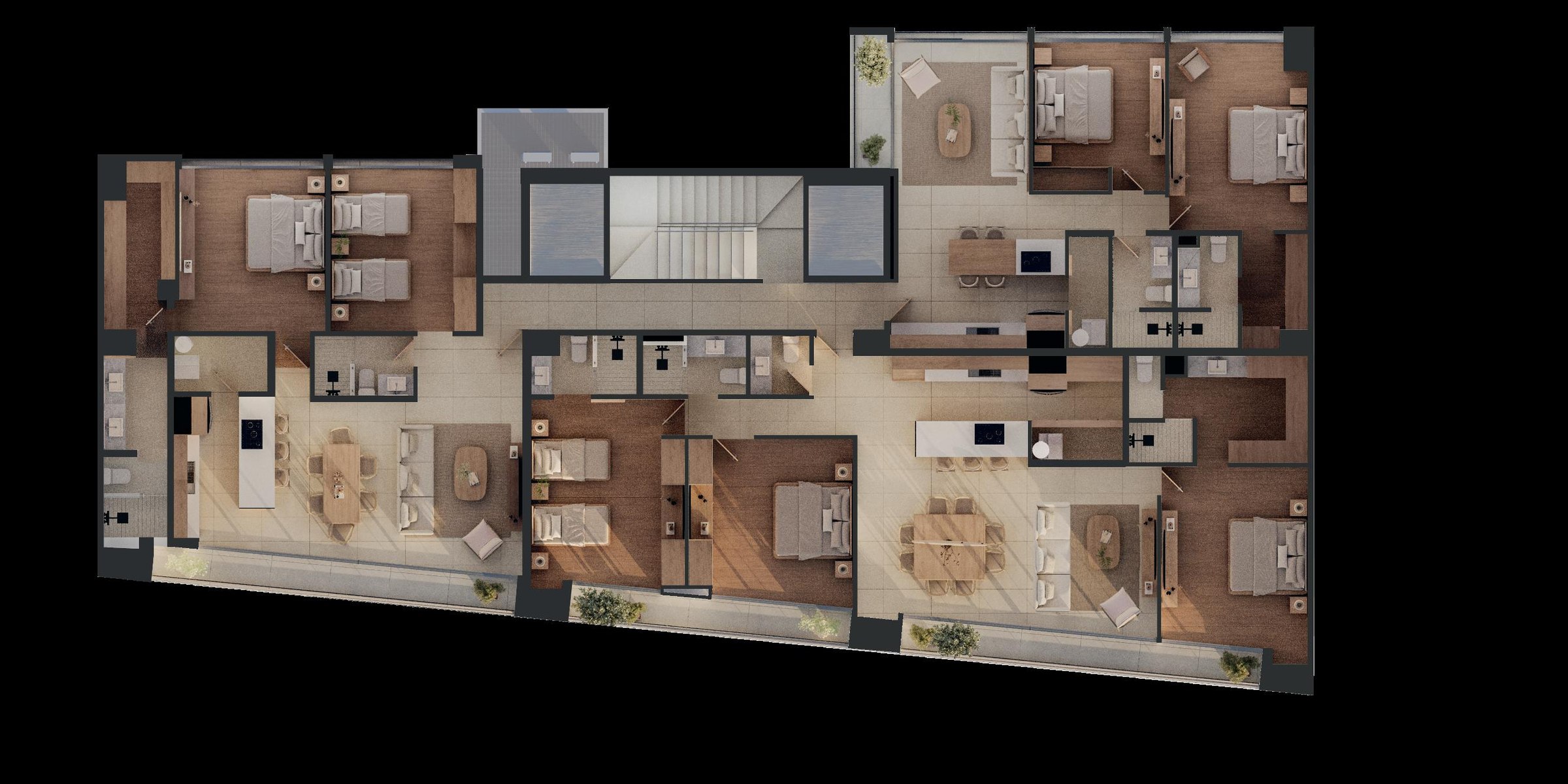 Planta arquitectónica de los niveles 5 al 10 de Montevideo