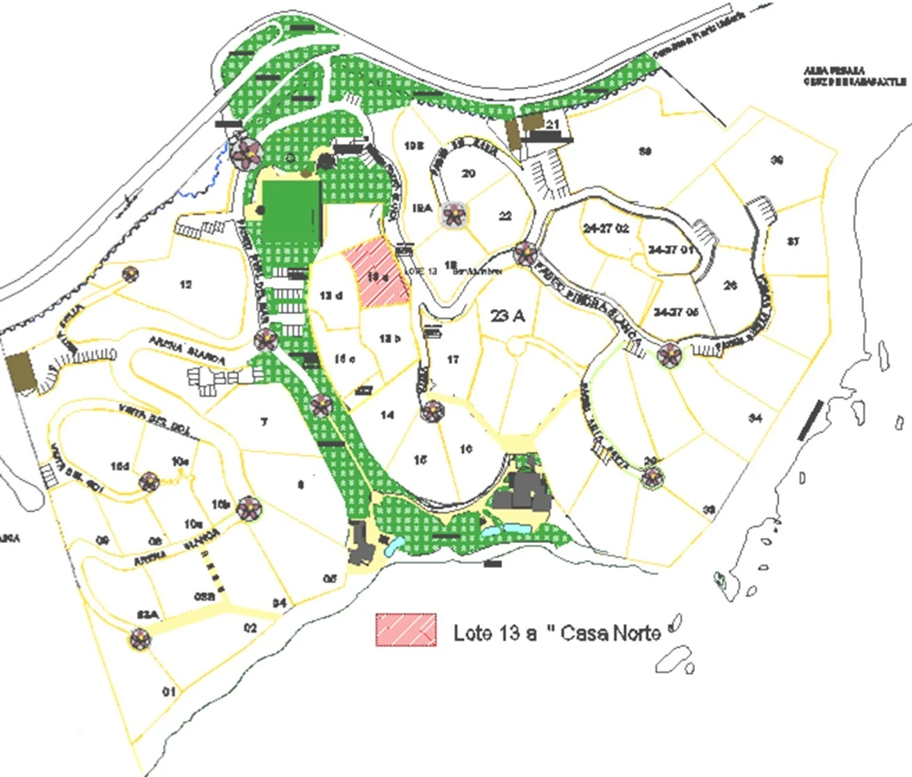 Plano general de Real del Mar con ubicación del Lote 13 Casa Norte